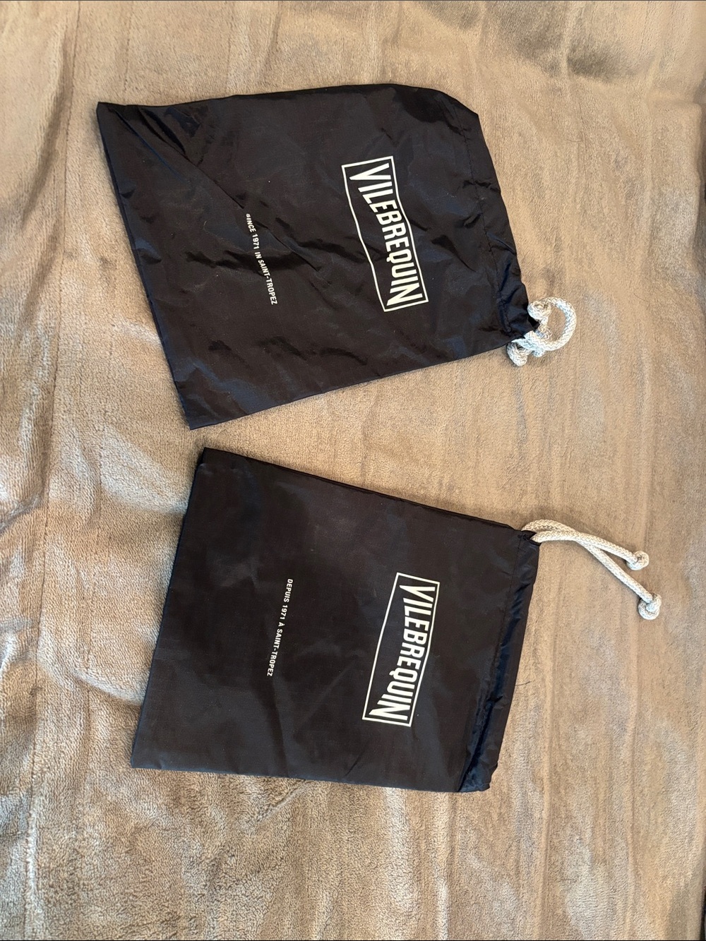 Vilebrequin Black Nylon Drawstring Shoe/Accessory Bags - Set of 2 Small